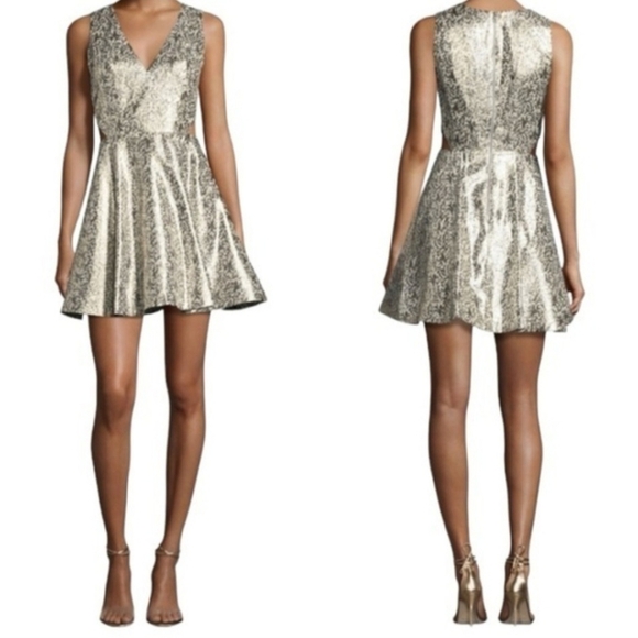 Alice + Olivia Dresses & Skirts - Alice + Olivia Varita Metallic Jacquard Cut Out Fit Flare Dress